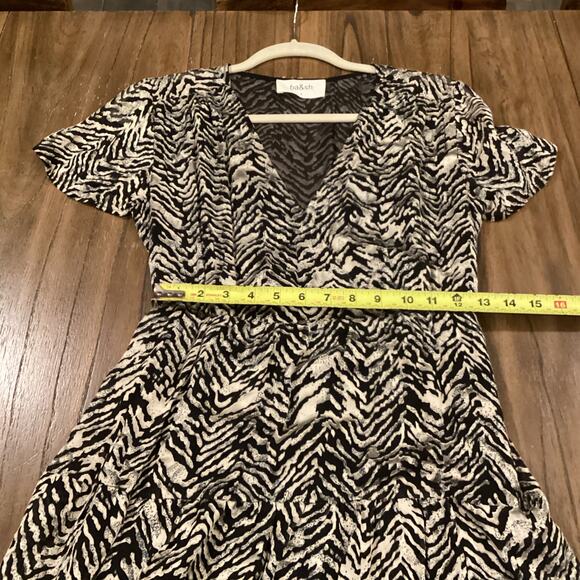 BA&SH Zelie Tiered Satin long Maxi Dress Animal Print Black White V neck 6 - Picture 6 of 9